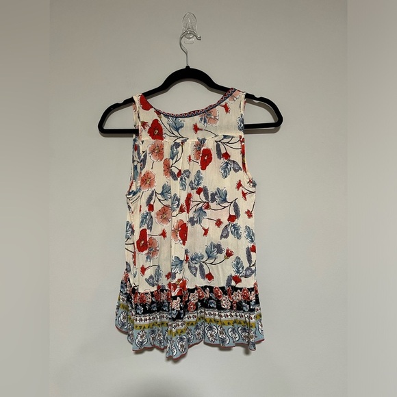 Patrons of Peace Feminine Boho Floral Crinkle Sleeveless Top Size XS - Picture 2 of 6